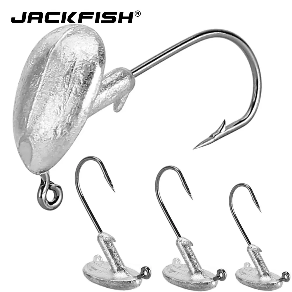 

JACKFISH 5 шт./лот крючок со свинцовой головкой 3.5g/5g/7g, рыболовный крючок, граничный крючок, мягкий червь, карп, рыболовные снасти
