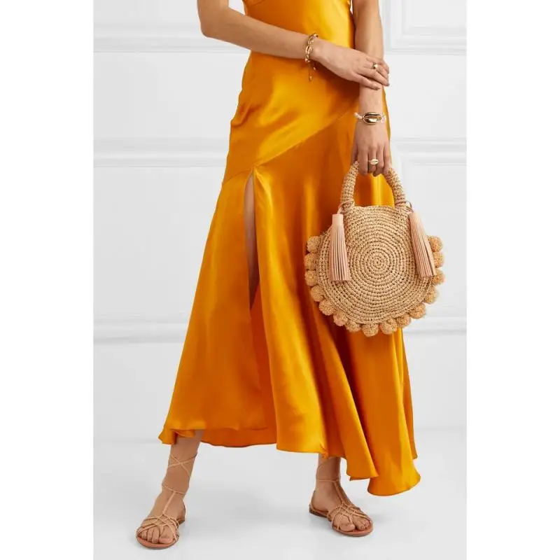 Fashion Round Straw Bags Bohemian Tassel Rattan Women Handbags Woven Crossbody Shoulder Bags Designer Ball Summer Beach Purse