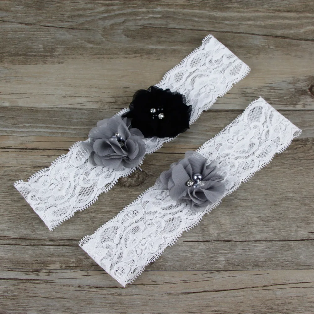 2 шт./компл. Свадебный классический набор подвязок из бисера винтажные кружевные