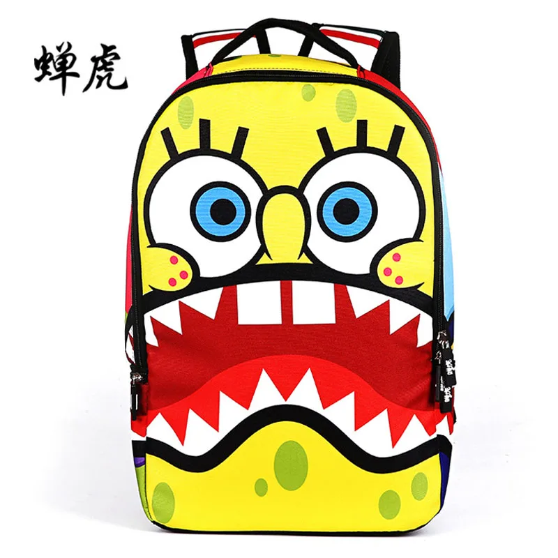 2017 New Arrival Hot spongebob cartoon embossing boys and girls students school bags travel backpacks chanhu bag famous brand | Багаж и