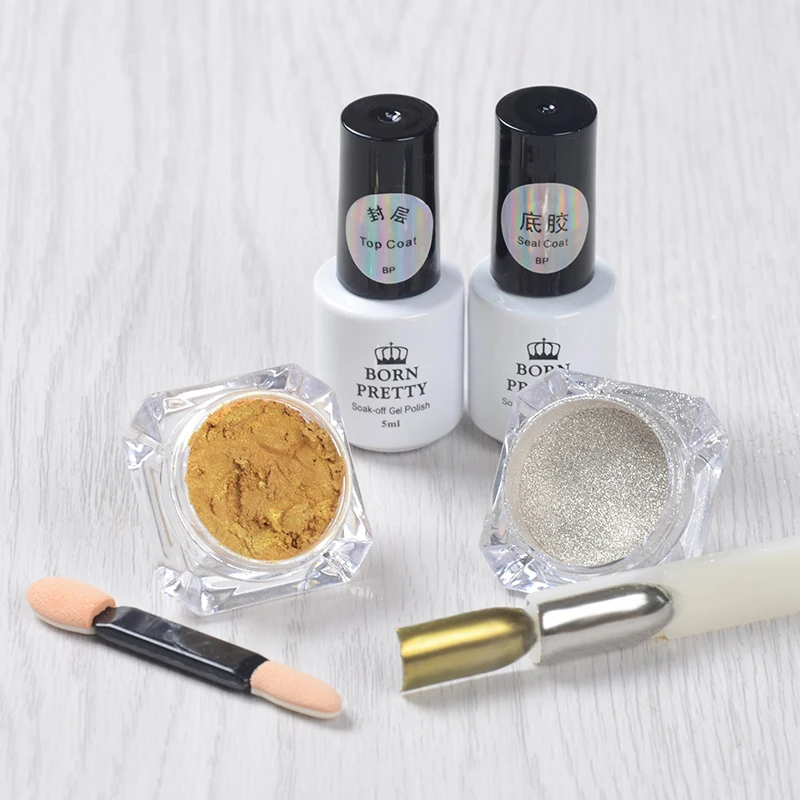 5 шт./компл. сверкающий зеркальный блеск порошок основа пальто верхнее покрытие