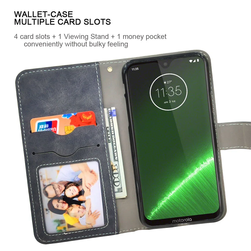 Роскошный Винтажный чехол для Motorola Moto E6 E5 E4 G4 G5 G5S Plus Play кожаный с откидной крышкой