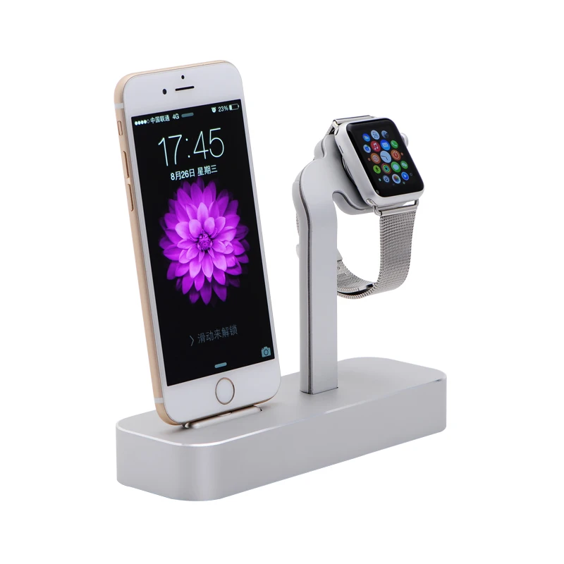 Для Apple Watch, 2 в 1 Премиум Алюминий зарядная док-станция Подставка держатель для Apple Watch& iPhone 5/5S/6/6 Plus