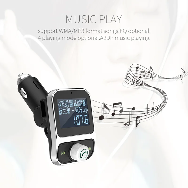 Bluetooth 4 1 fm передатчик 3.5Aux автомобильный комплект громкой связи TF USB2.0 mp3 плеер 44