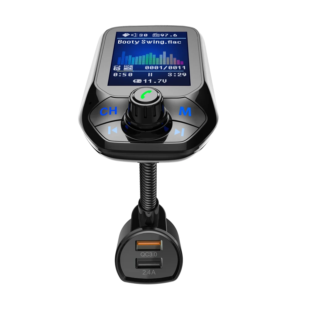 Siparnuo беспроводной Bluetooth fm-передатчик модулятор Hands-free автомобильный комплект 1,8 дюймов цветной экран MP3-плеер с 5 В QC3.0 Dual USB