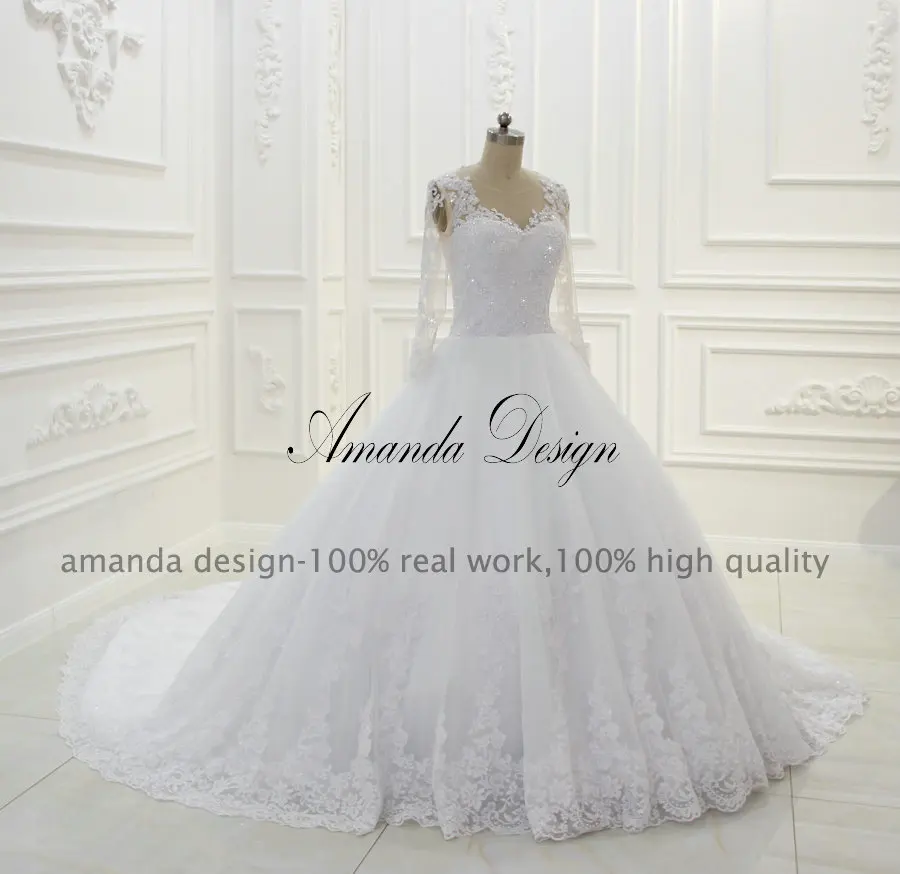 Новый стиль реальные фотографии длинный шлейф кружевное бальное платье