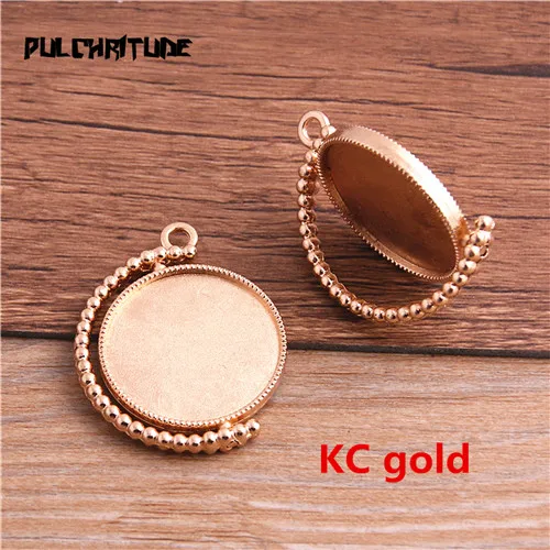 KC gold PULCHRITUDE, 4 шт., 25 мм, внутренний размер, 9 цветов, классический стиль, двухсторонний вращающийся кабошон, основа, Набор подвесок, амулеты T6440 - Цвет: KC gold