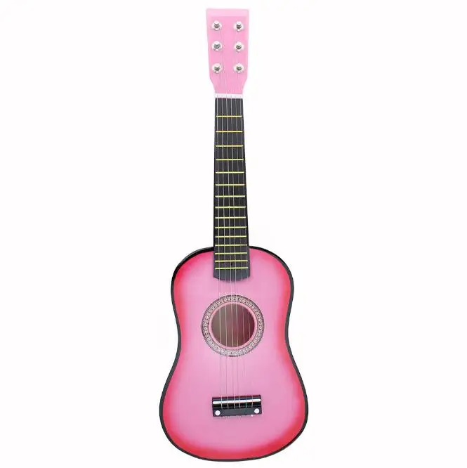 Pink 21/23 дюймов Твердая деревянная мини-гитара для детей и Начинающих Акустическая гитара из липы 12 ладов 6 струн гитара с медиаторами AGT09 - Цвет: Pink