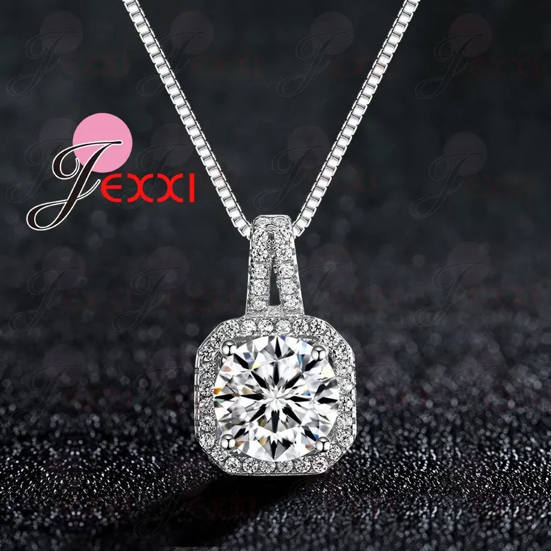 

Fashion Wedding Pendants Necklace For Women 925 Sterling Silver Cubic Zircon Crystal Statement Necklaces Wholesale Price
