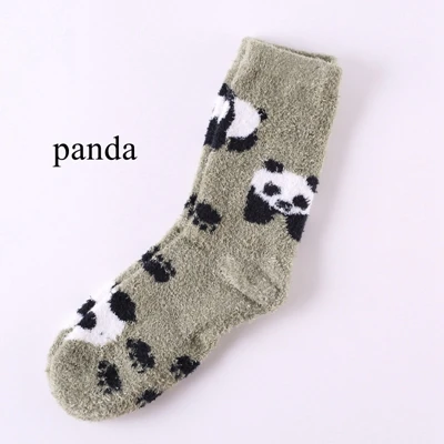 panda Осенне-зимние мягкие теплые женские носки с котом высококачественные толстые коралловые бархатные кашемировые носки милые домашние носки для сна с пандой и собакой - Цвет: panda