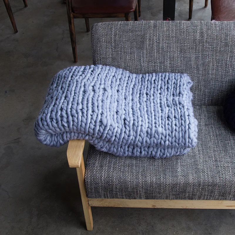 Soft Thick Line Giant Yarn Knitted Blanket Hand Weaving Photography Props Blankets CrochetLlinen Knitting Throw | Дом и сад