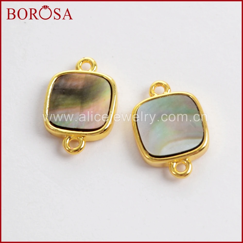 BOROSA 10PCS 11x11mm Square Multi-kind Faceted Druzy Stones Connectors Natural Shell Double Charms Jewelry for Bracelet WX987 | Украшения и