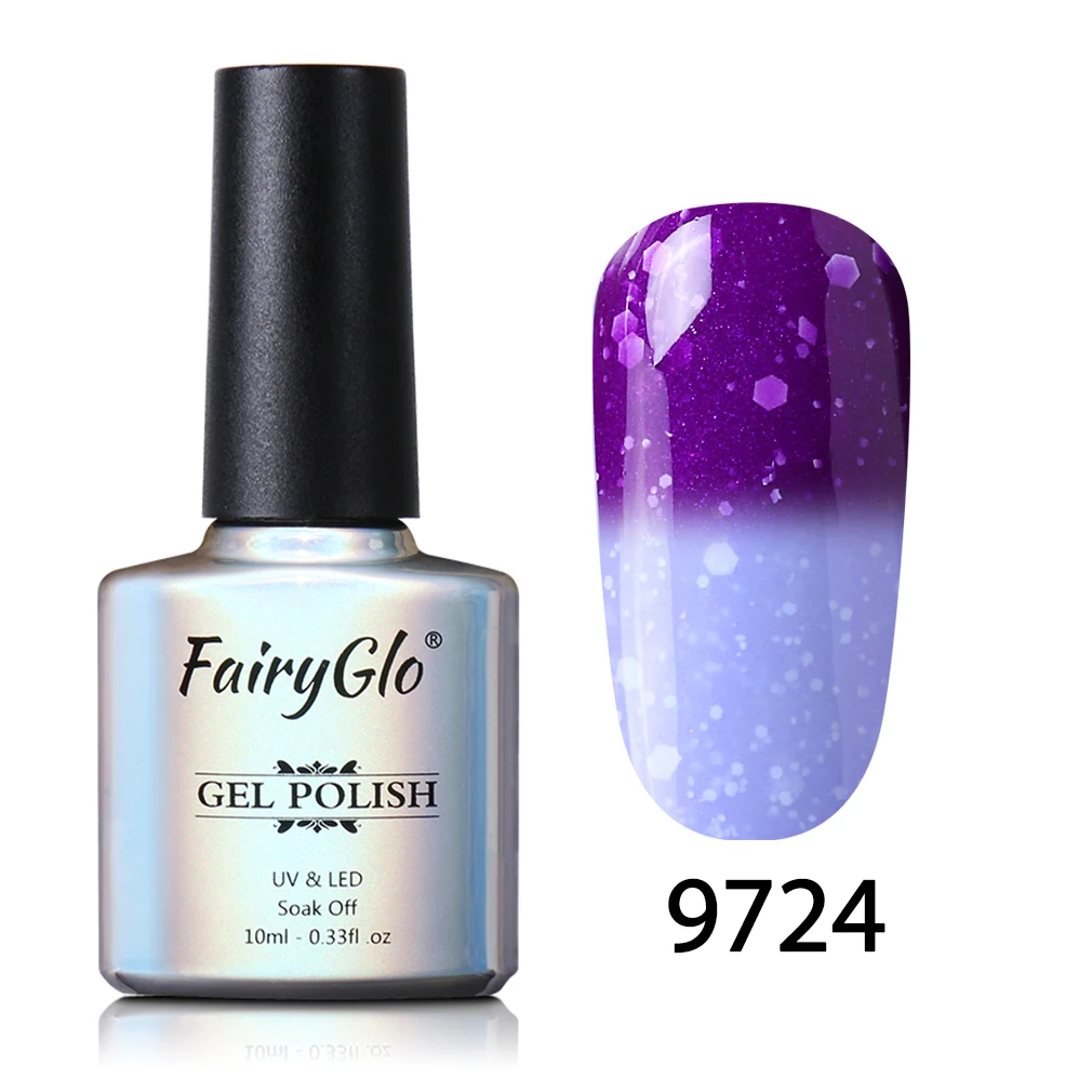 FairyGlo 10 мл Снежный УФ-гель для ногтей меняющий температуру Гель-лак замачиваемый Полупостоянный лак для ногтей DIY Гель-лак - Цвет: 9724