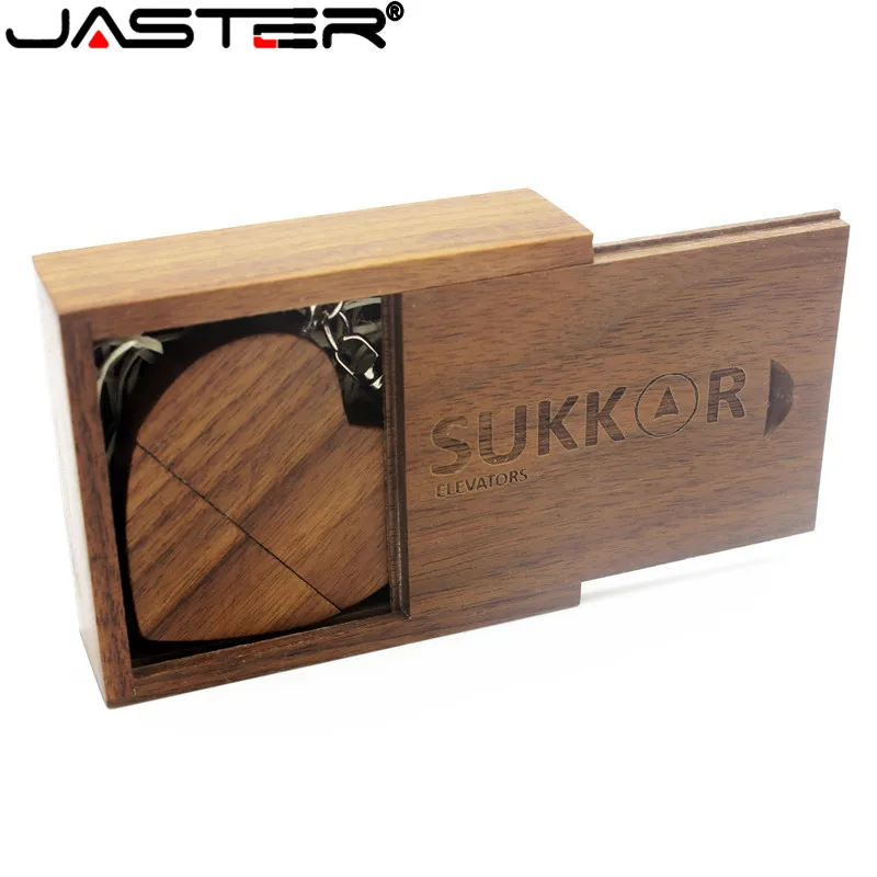 JASTER (бесплатный логотип) грецкий орех деревянное сердце + Подарочная коробка USB