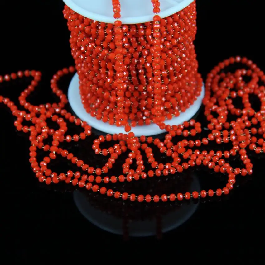 Цепочка для бижутерии ожерелье из красного стекла с гранями 2 х3 мм|craft necklaces|bead