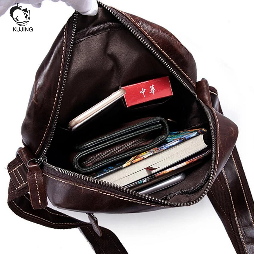 KUJING модная кожаная мужская сумка высокого качества ретро Мужская через плечо