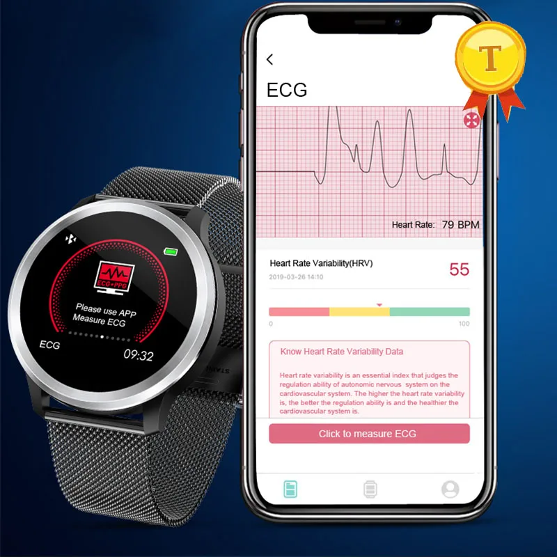 ECG PPG умный Браслет пульсометр монитор здоровья кровяное давление трекер