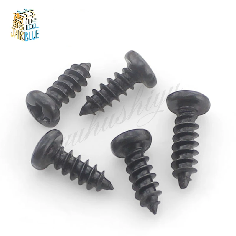 Черные резьбообразные винты M2x10mm 100 шт./компл. с поперечной головкой для