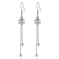 925 sterling silver fashion long tassels flower drop earrings for women jewelry valentines day gifts new hot sale wholesale