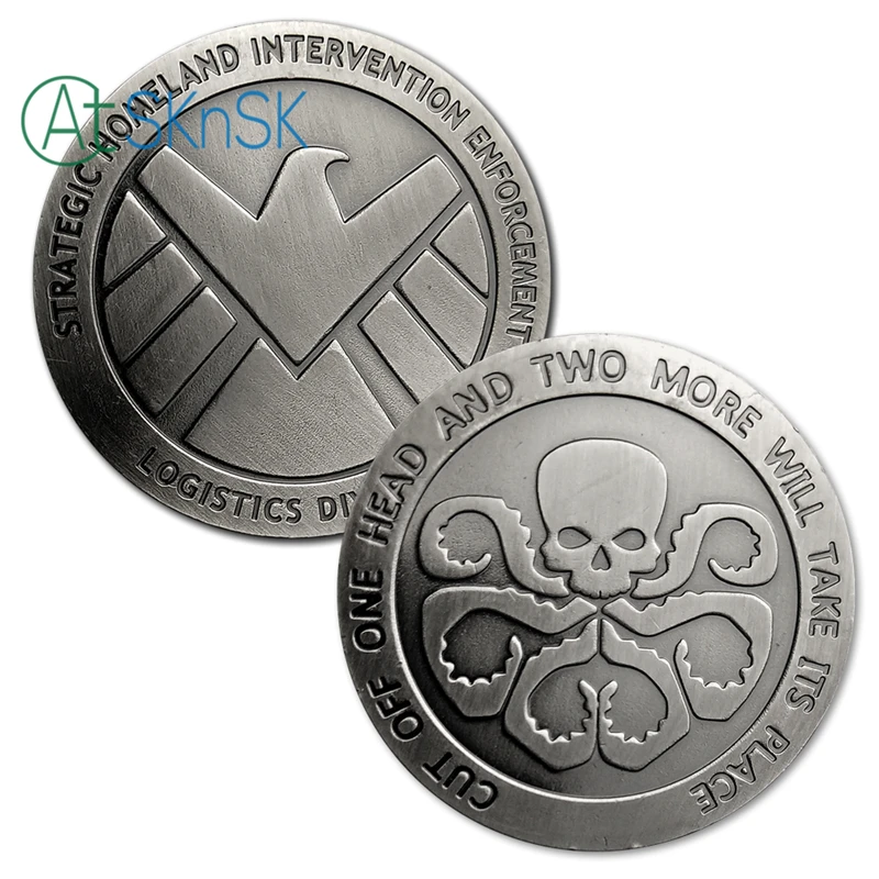 10 шт./лот агенты shield S.H.I.E.L.D. Драгоценная металлическая двойная памятная монета 40*3