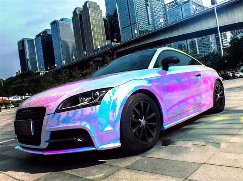 138cmx30cm White Holographic Rainbow Chrome Car Vinyl Wrap Bubble Free Sticker Film 54.3''x12'' | Дом и сад