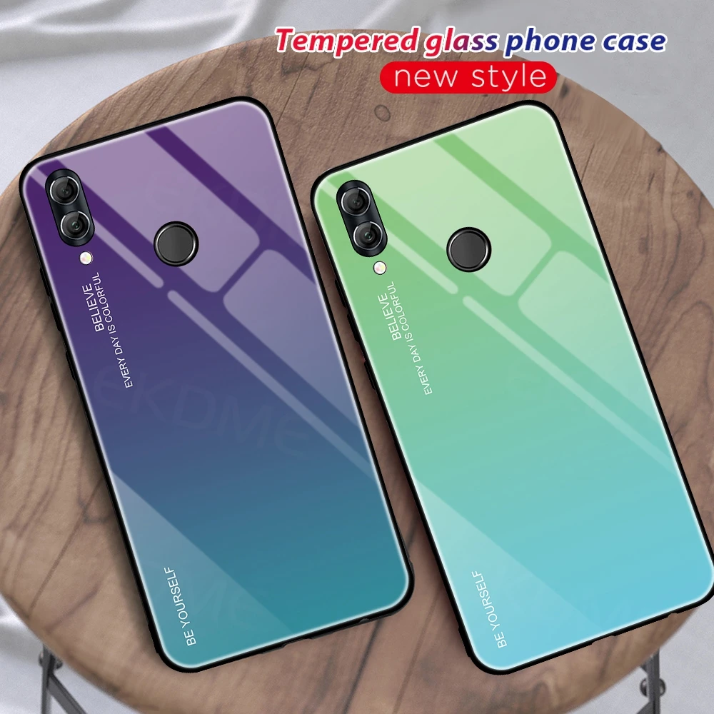 Чехол для Huawei Honor 10 9 Lite 8X Max 9X Pro мягкая рамка из закаленного стекла с градиентом