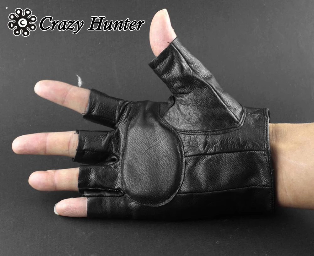 Черные кожаные перчатки с железными перекрещивающимися пальцами BIKER XTN3 |