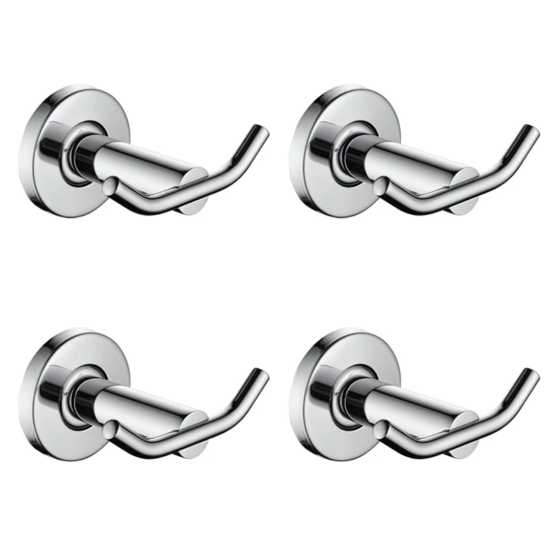 4pcs Крючок для халата, 2 крючка, крючок для одежды, SUS 304, нержавеющая сталь, аксессуары для ванной, кухни, крючок для полотенец - Цвет: 4pcs