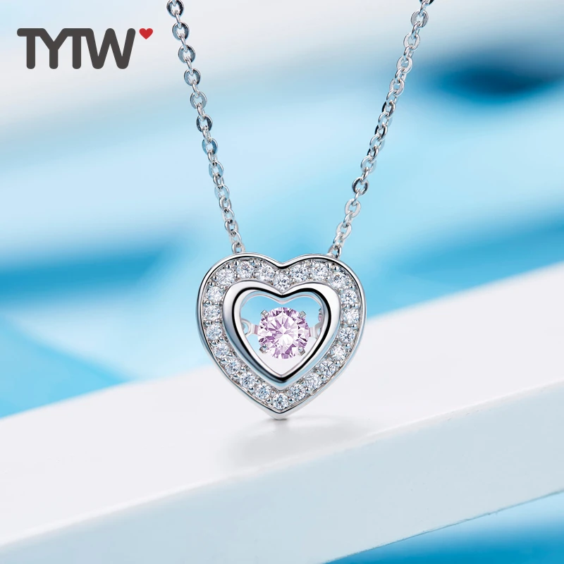 TYTW танцующий камень женское ожерелье с цирконом AAA модное ожерелье Латунное покрытие Rhoidum танцевальное ожерелье