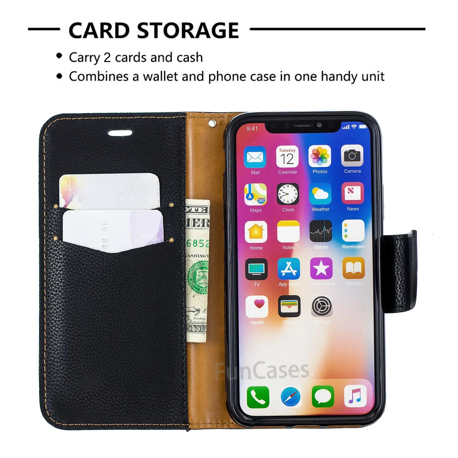 Кожаный чехол Чехол для iPhone X Бумажник Обложка iPhoneX с карт памяти телефон Coque