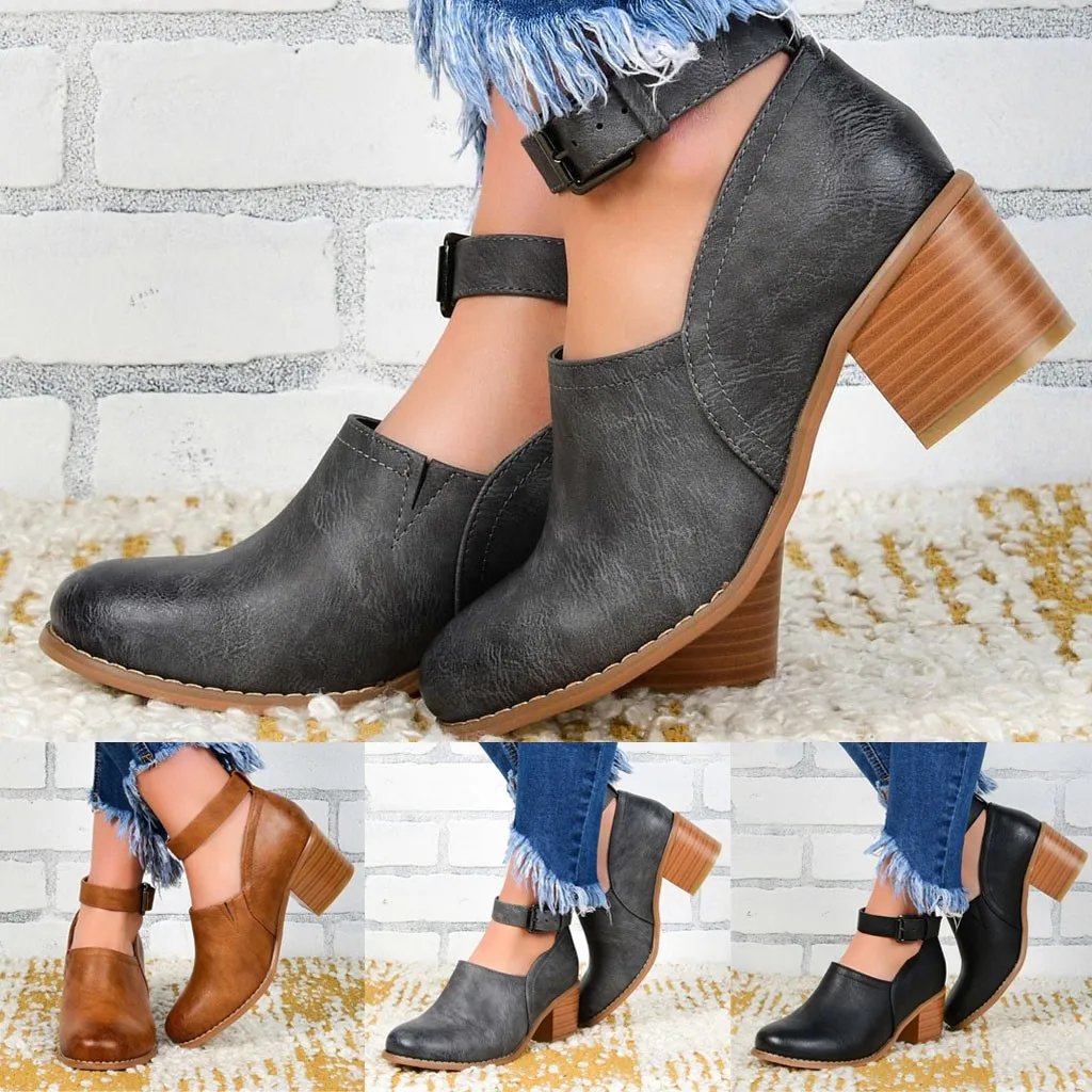 Женская обувь с ремешком на щиколотке туфли-лодочки высоком каблуке круглым