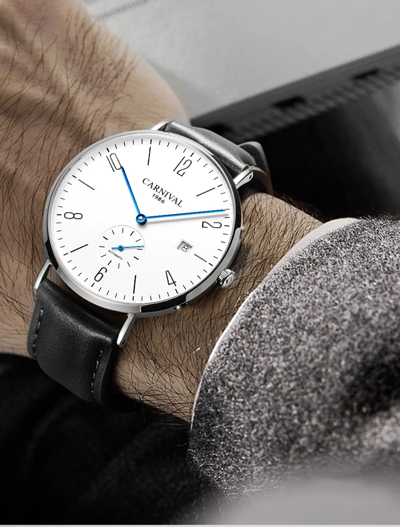 

Simple Man Automatic Mechanical Watch Men Business Watches Men Leather Waterproof Fashion Sport Clock Relogio Masculino 2019 NEW