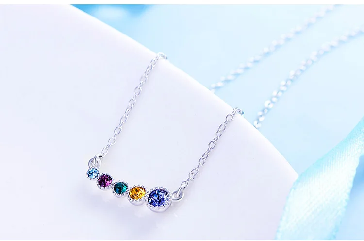CDE 925 пробы Серебряное ожерелье украшено кристаллами Swarovski Круглая Подвеска Ожерелье для женщин геометрические ювелирные изделия