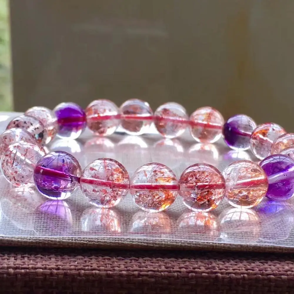 Высококачественный натуральный браслет Super Seven 7 Lepidocrocite из кварца с