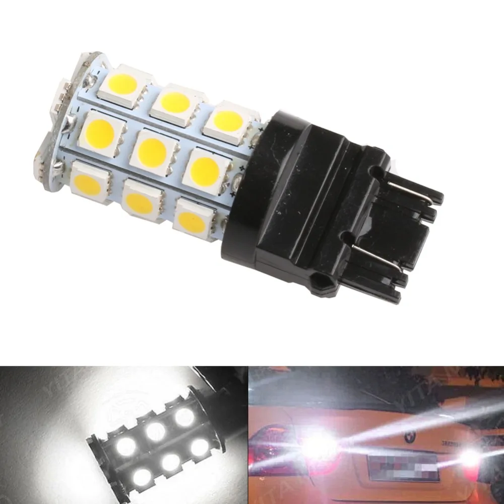 Светодиодный задний стоп сигнал поворота T25 3157 3156 27 SMD 5050 теплый белый свет
