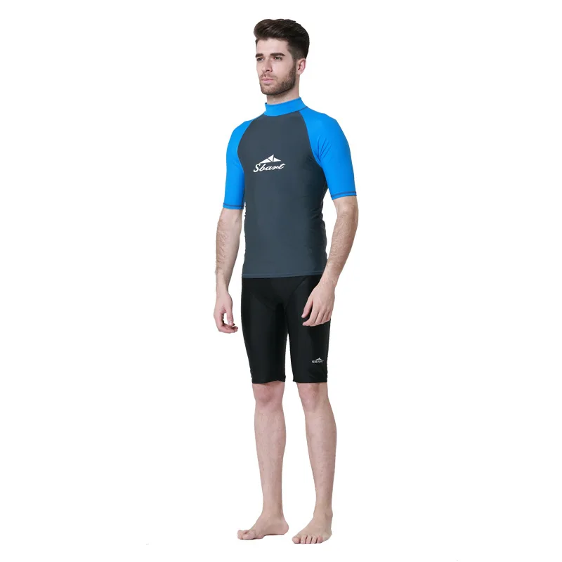 Men's Anti-UV Windsurf Diving Suit Swimwear Surf Shirts Short Sleeve Rash Guard Swimming Snorkeling Wetsuit Male Top Shirt | Спорт и