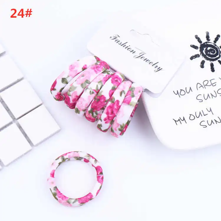 style 24 6 шт./комплект, милые эластичные резинки для волос для девочек, трикотажные резинки для волос, резинка для волос, резинки для волос - Цвет: style 24