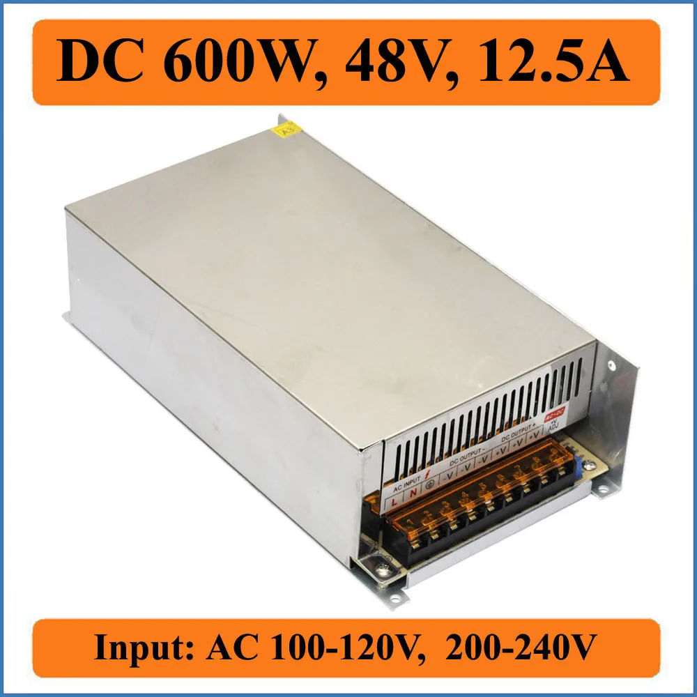 

600W 48V 12.5A Switching Power Supply triple Input AC100-240V to output DC 48V for LED driver Strip Lights Voltage Transformer