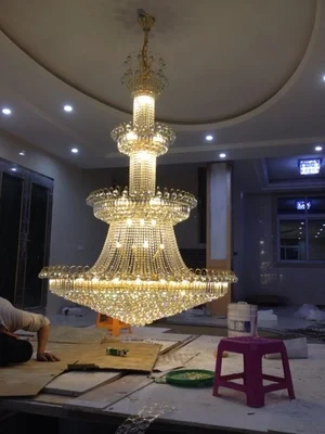 Золотая хрустальная люстра в пентхаусе Напольная Лампа для гостиной большая