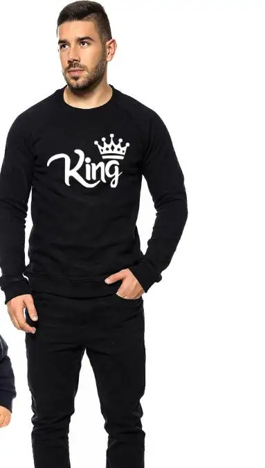 black king Осенне-зимняя Рождественская Одинаковая одежда для всей семьи; одежда с длинными рукавами для влюбленных мужчин и женщин; пуловер с круглым вырезом - Цвет: black king