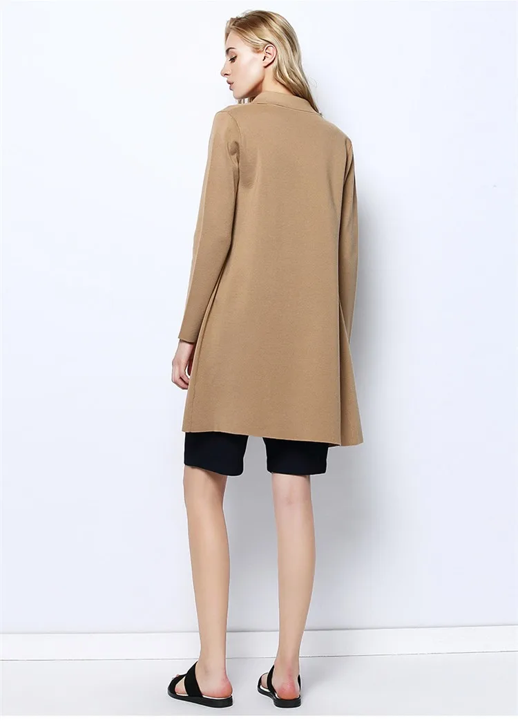 100%merino wool knit women fashion md-long cardigan sweater trench coat S/M/L/XL |