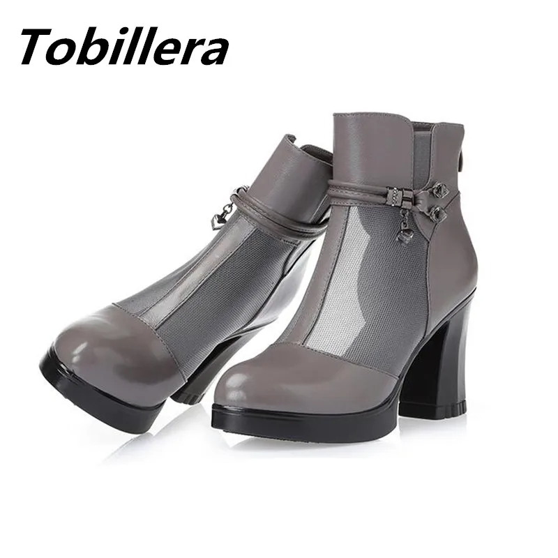 Tobillera Лето 2017 г. Высокие каблуки платформы сетки Сапоги и ботинки для девочек