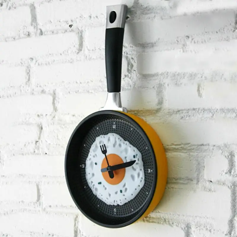 Creative Omelette Fry Pan Kitchen Fried Egg MINI Design Wall Clock Decor children's gift new | Дом и сад