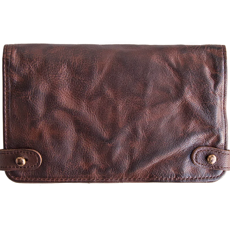 AETOO Retro Sheepskin Wallet Men's multi-card ticket clip folding vertical leather handbag can be put into the phone | Багаж и сумки