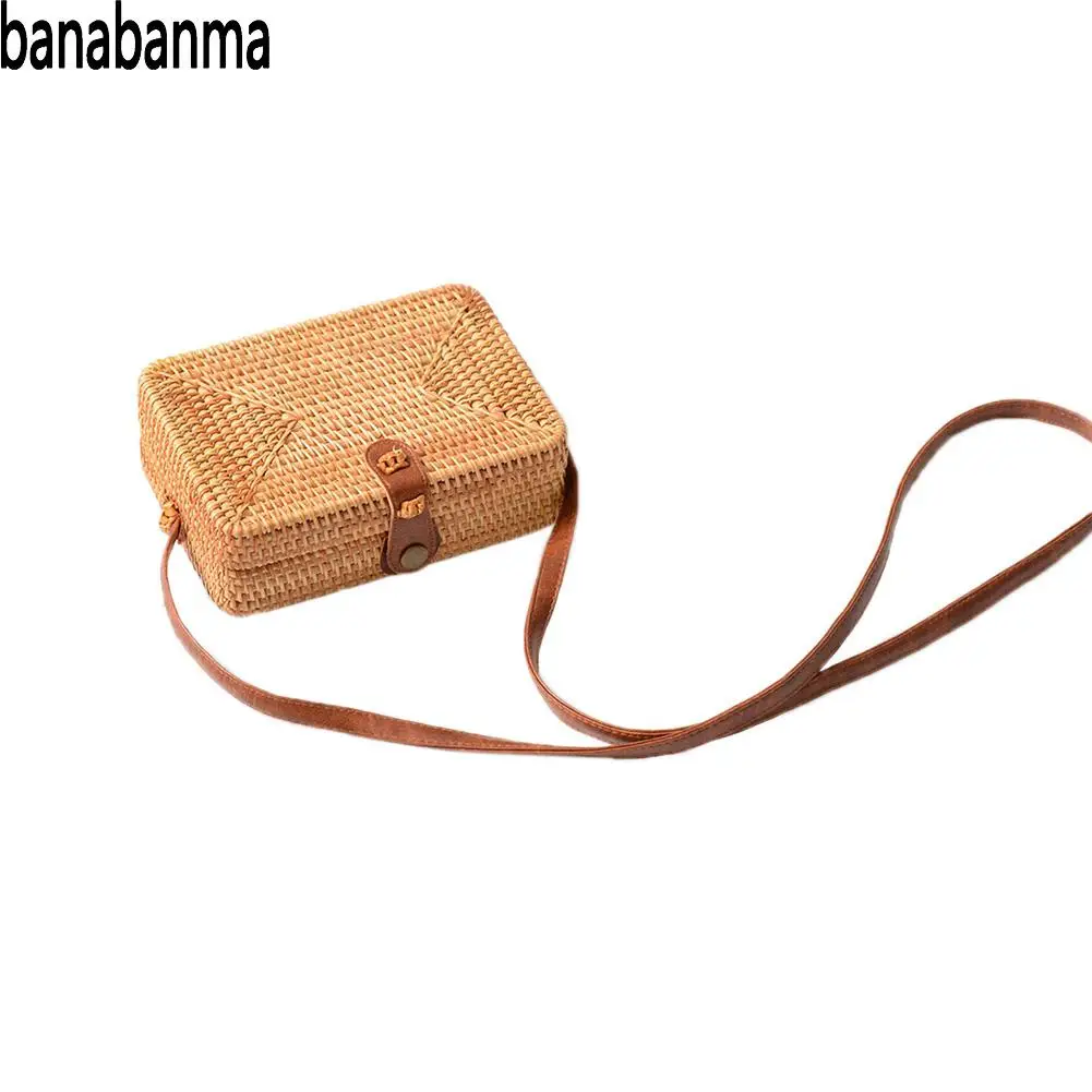 Banabanma женская сумка плетеная Сумка из ротанга наклонная Мини Корзина Ретро