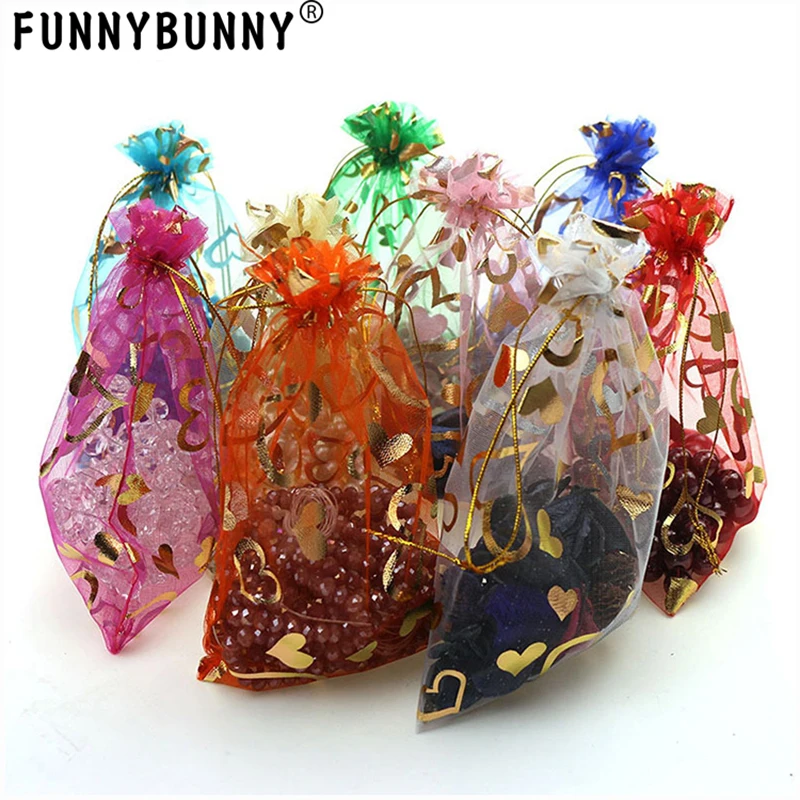 FUNNYBUNNY 4 3*6 3 дюймов подарочные сумки сердце синий прозрачный мешочки для украшений