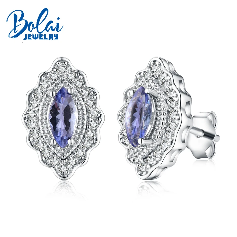 Bolaijewelry драгоценный камень из натурального танзанита простое тонкое ювелирное