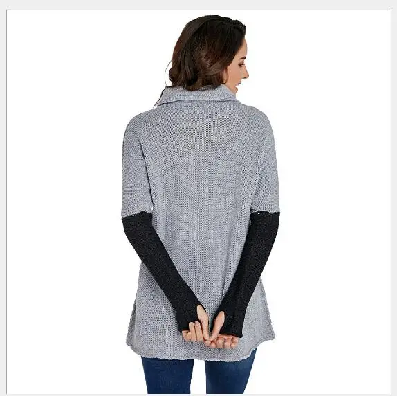 Women Sweater 2018 New Autumn Pullover Turtleneck Long Sleeve Female Fashion Casual Loose Contrast Color Knitted | Женская одежда