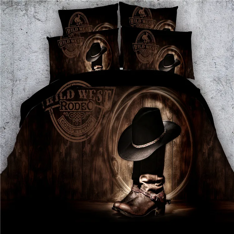 

5pcs 100%cotton Cowboy rope/belt/shadow bedding set with filler twin/full/queen/king/super king size free shipping via UPS