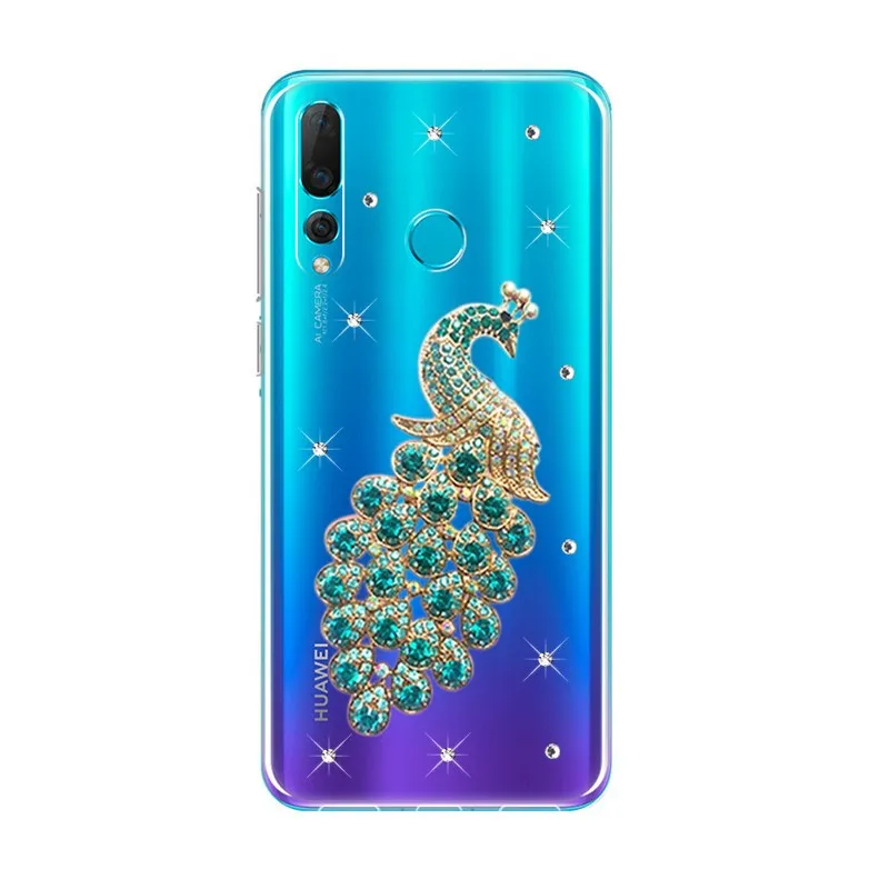 Для huawei P Smart Z Y7 P20 lite pro Чехол для телефона с рисунком павлина прозрачный чехол huawei 7A Honor 20 8A 8X 8C Nova 4 3 Чехол